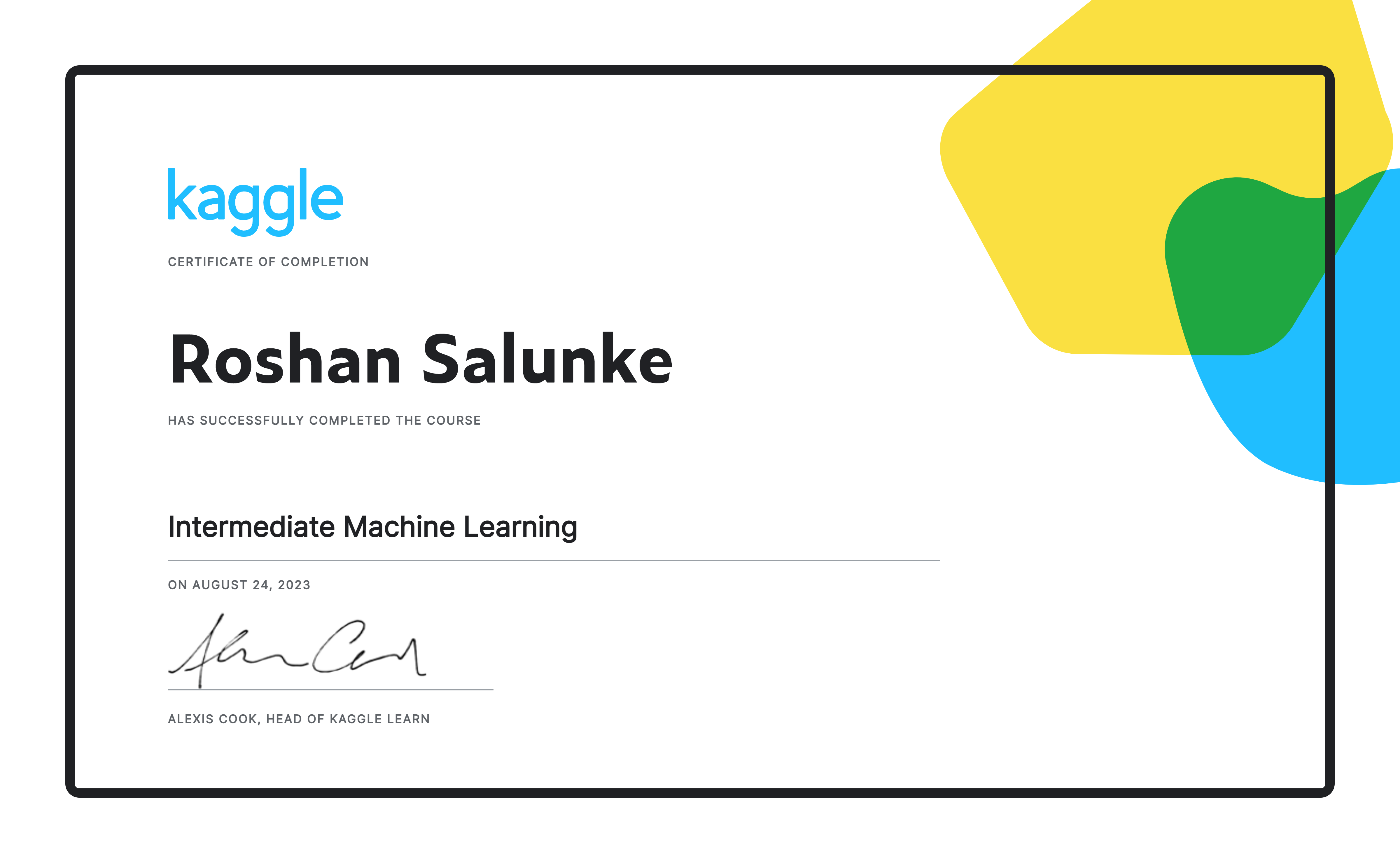 Machine Learning Certificate